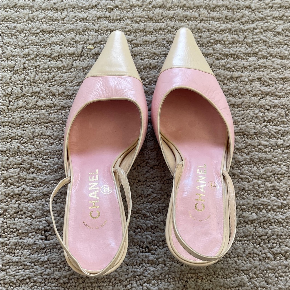 CHANEL Pink and Cream Heels
